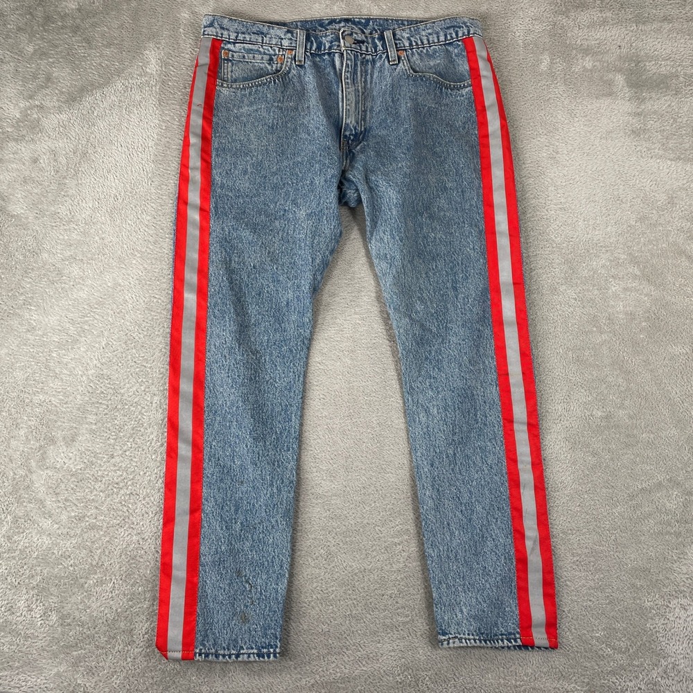 Levis Premium 512 Jeans Mens 36x30 Blue Side Stripe Reflective Slim Taper Denim